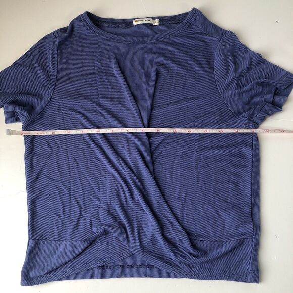 Marine Layer Women’s Ribbed Twist Front Purple Short Sleeve T-shirt Size Small - Picture 4 of 12